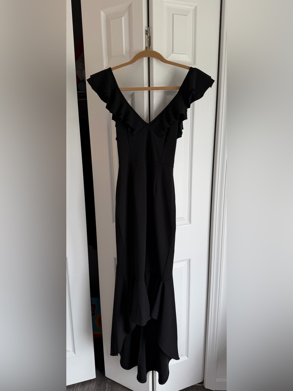 Hello Molly‎ Black Ruffle High Low Midi Dress M US 6 NWT